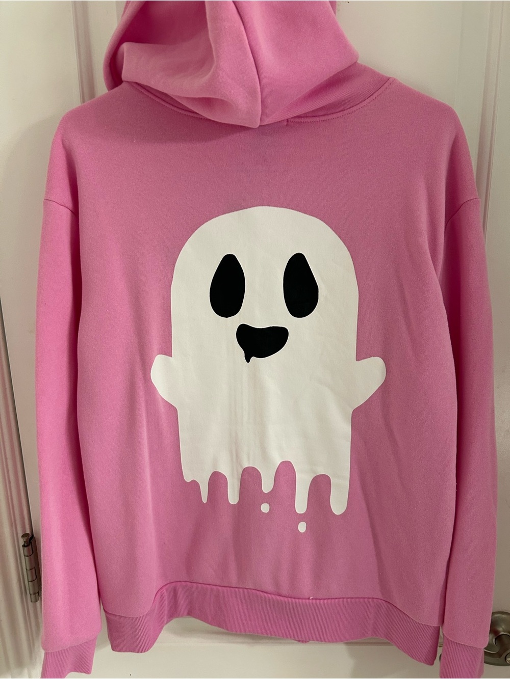 Womens Pink Zip-Up ghost Hoodie size Large